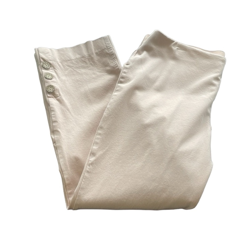 Soft Surroundings Elastic Waist Pink Straight Leg Pants With Wooden Buttons XL